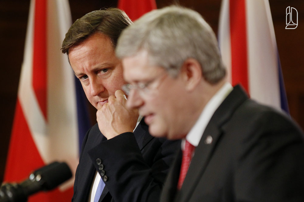British Prime Minister Cameron and Canada's Prime Minister Harper